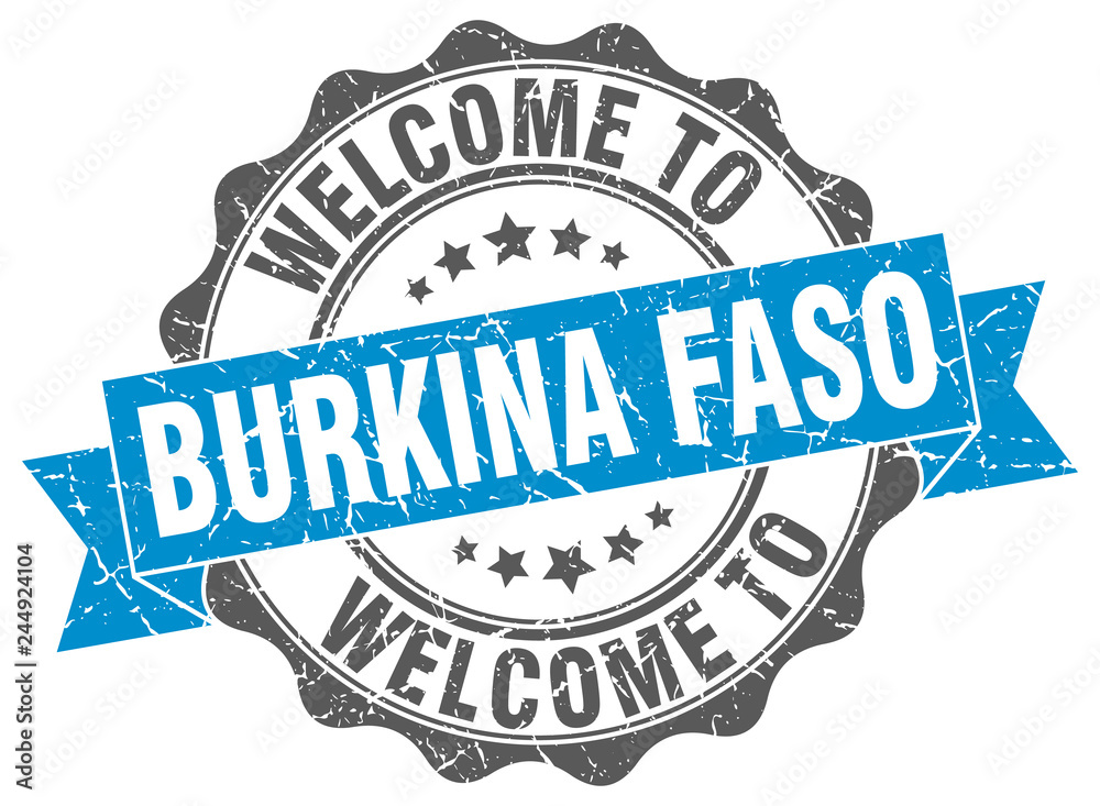 Obraz premium Burkina Faso round ribbon seal