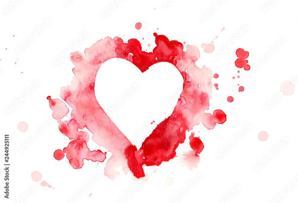 Graphic heart watercolor white background