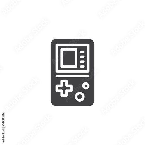 Portable video game console vector icon. filled flat sign for mobile concept and web design. Handheld game console simple solid icon. Symbol, logo illustration. Pixel perfect vector graphics