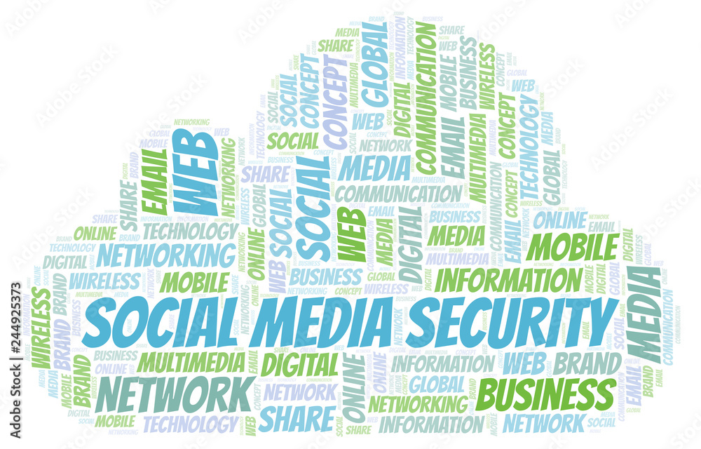 Obraz premium Social Media Security word cloud.