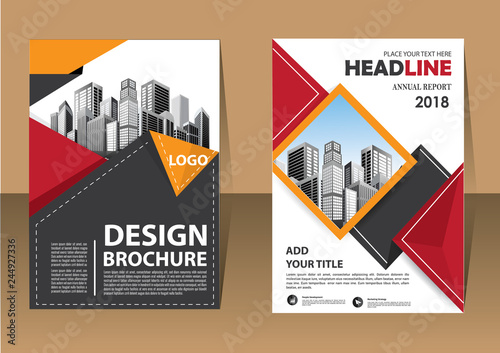 Brochure design, cover modern layout, annual report, poster, flyer in A4 with colorful triangles, geometric shapes for tech, science, market with light background