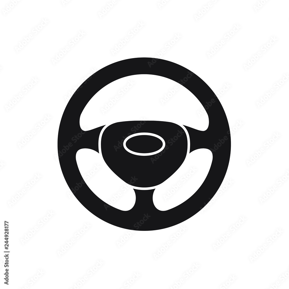 Steering wheel icon. Isolated black symbol car steering wheel on white background. Vector illustration Steering wheel icon. Isolated black symbol car steering wheel on white background. Vector illustration