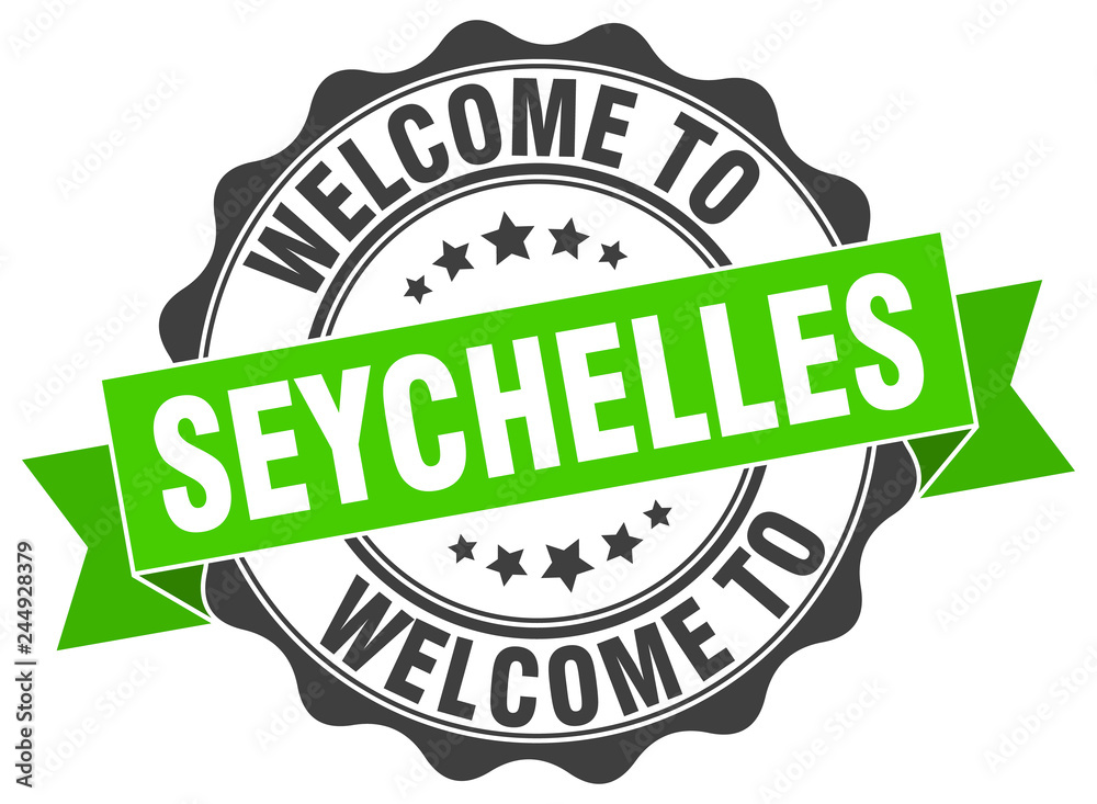 Obraz premium Seychelles round ribbon seal
