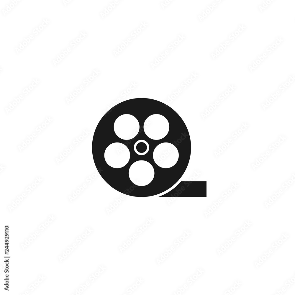 Film reel simple vector icon. Cinema reel roll black isolated icon.