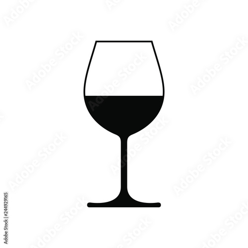 Wine glass icon with wine. Isolated sign glass of wine on white background. Vector illustration.