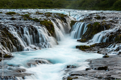 Scenic view of view of beautiful Bruarfoss waterfall at summer in South Iceland, Travel Destinations Concept