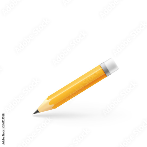 Realistic pencil icon. Illustration isolated on white background. Graphic concept for your design