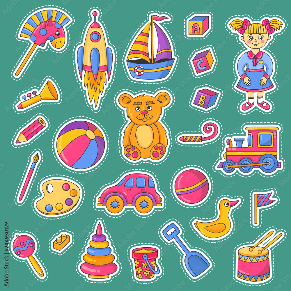 Children toys icons vecto set Children toys icons vecto set