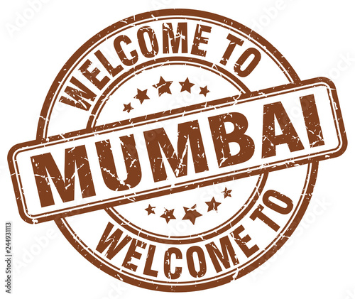 welcome to Mumbai brown round vintage stamp