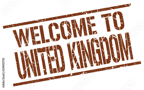 welcome to United Kingdom stamp