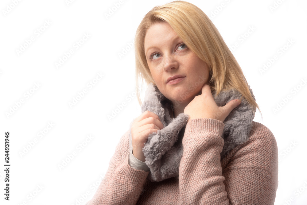 High key portrait of blonde woman in twenties, taken with copy space High key portrait of blonde woman in twenties, taken with copy space