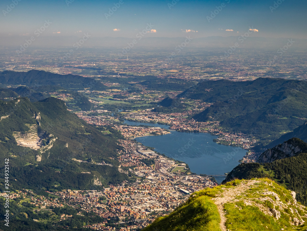 View on Padan Plain and city of Lecco from Grigna Meridionale summit View on Padan Plain and city of Lecco from Grigna Meridionale summit