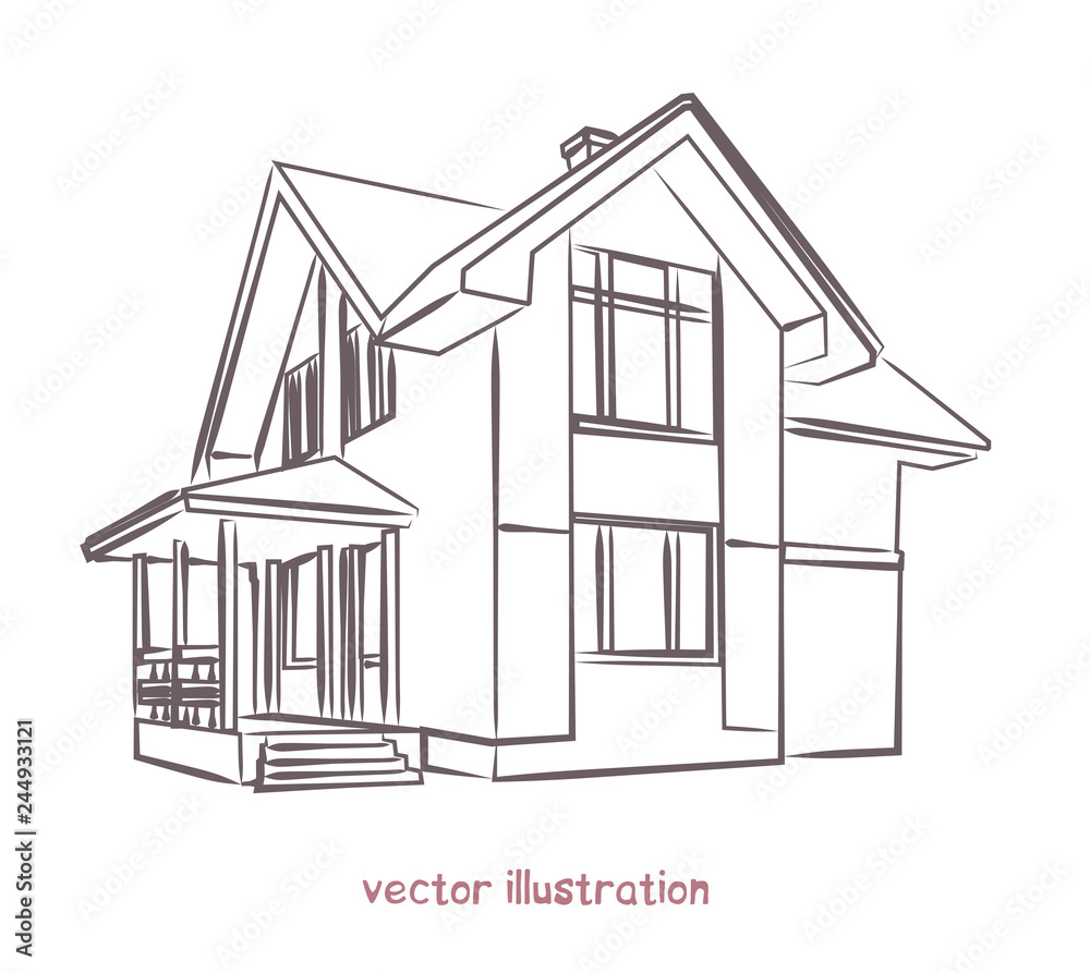vector sketch of individual house vector sketch of individual house