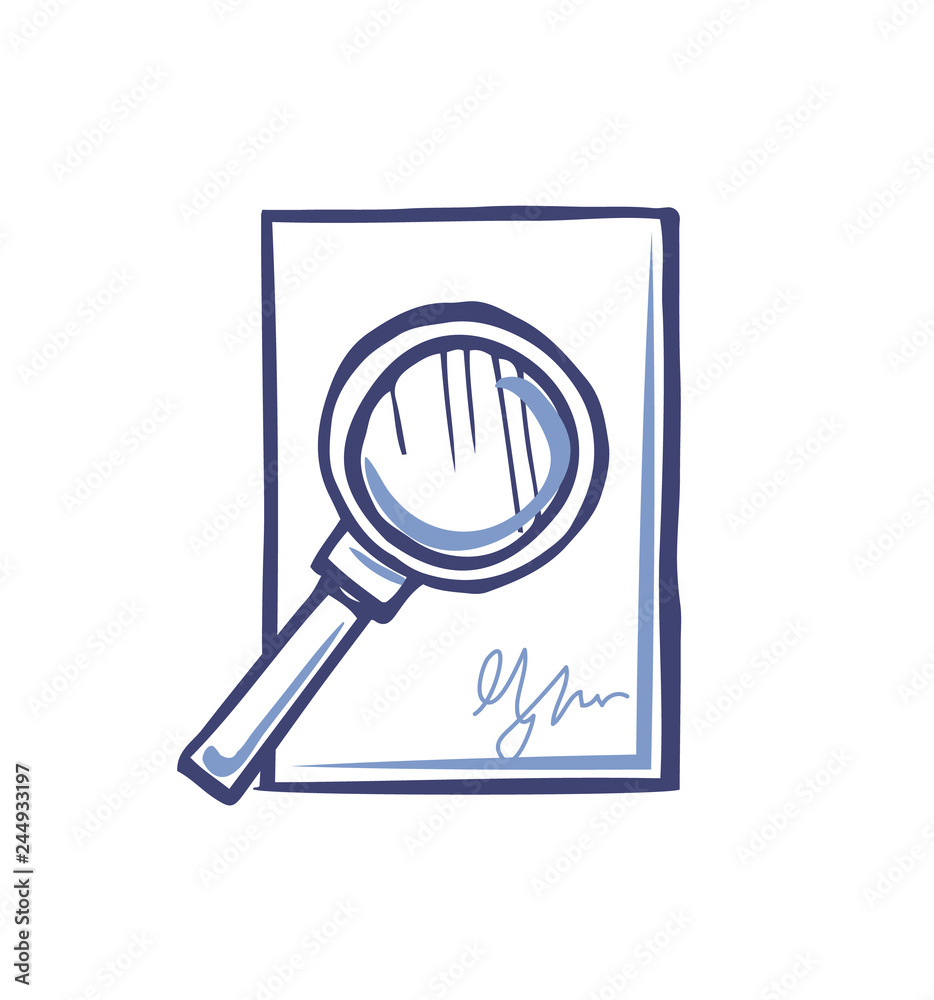 Magnifying Glass on Empty Sheet of Paper Signature Magnifying Glass on Empty Sheet of Paper Signature