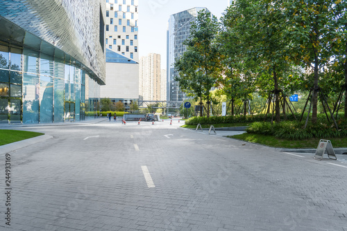 Highway and Modern Urban Architecture in Qiantang River New Town, Hangzhou, China