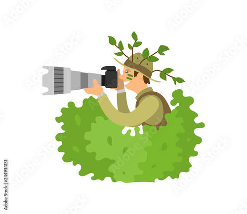Paparazzi Photographer Spy in Bushes, Freelancer