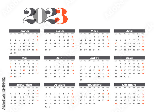 Calendrier Luxembourg 2023 Calendrier 2023 Stock Vector | Adobe Stock