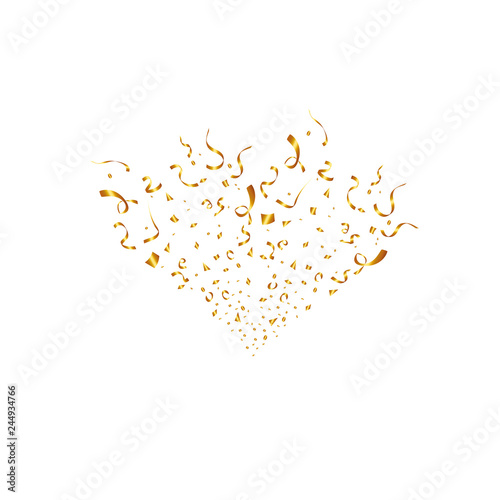 Party popper isolated. Golden confetti. Vector illustration. Happy birthday concept