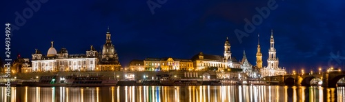 Night panorama of the historical part of Dresden