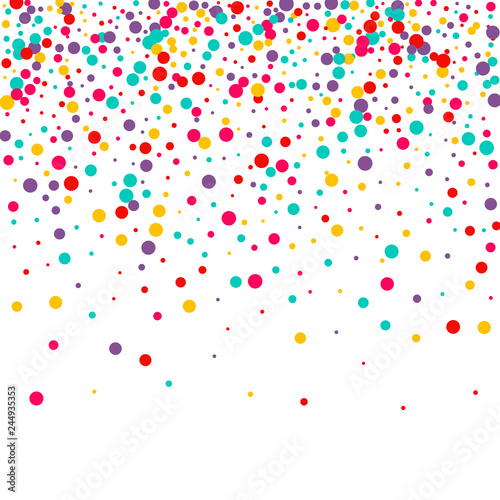 Carta da parati a pois - Carta da parati Festive background with multicolored confetti. Yellow, pink, blue circles but against a white background. Flying confetti.