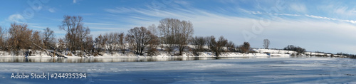 River landscape in winter. panorama
