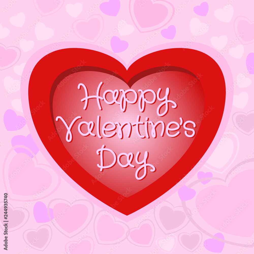 Happy Valentine's Day vector card with text.