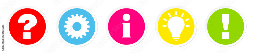 Buttons Question, Work, Information, Idea & Answer Buttons Question, Work, Information, Idea & Answer
