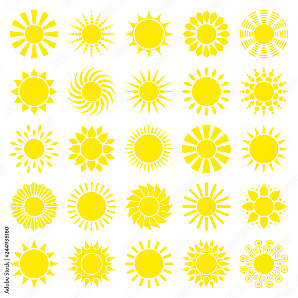25 Yellow Sun Icons Graphic 25 Yellow Sun Icons Graphic