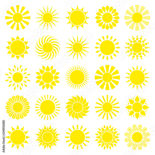 25 Yellow Sun Icons Graphic