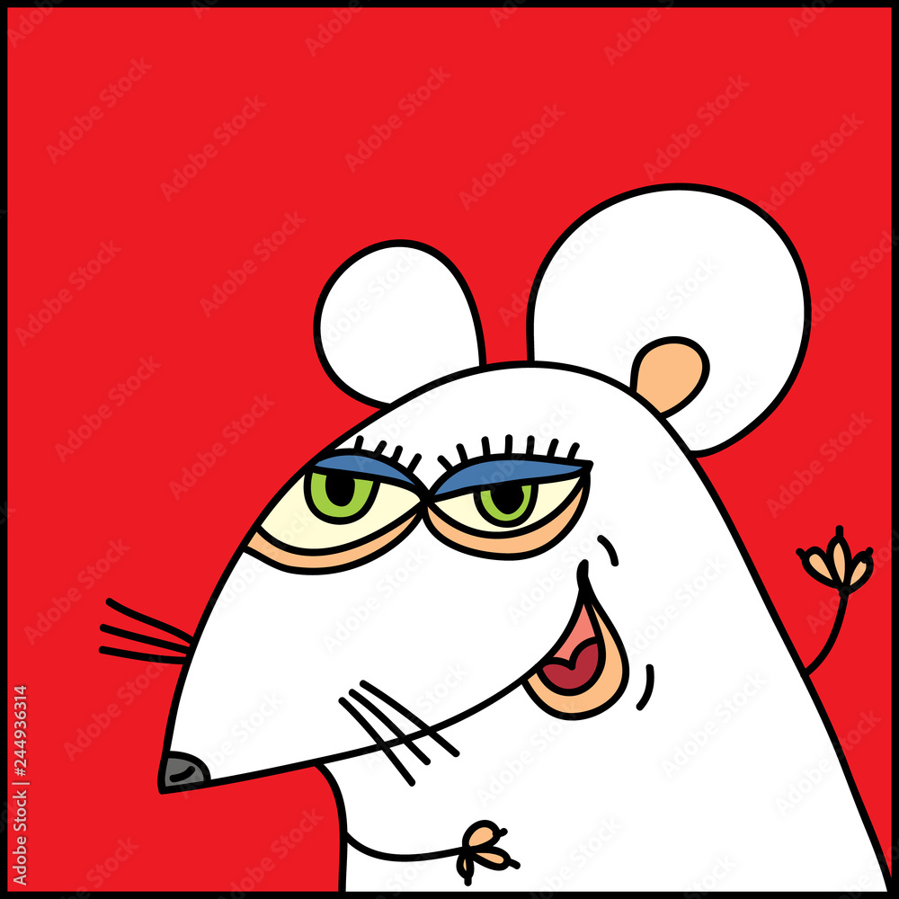 Vector flat hand drawn doodle happy mouse Vector flat hand drawn doodle happy mouse