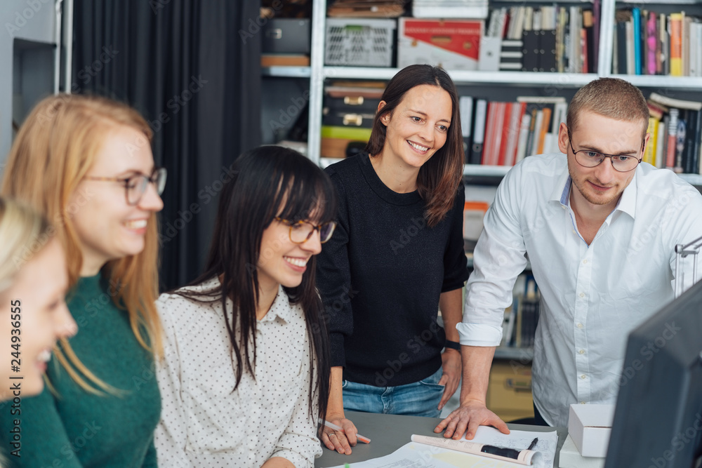 Group of motivated young businesspeople Group of motivated young businesspeople