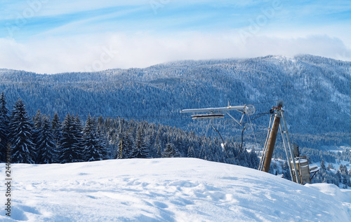 A ski lift pole