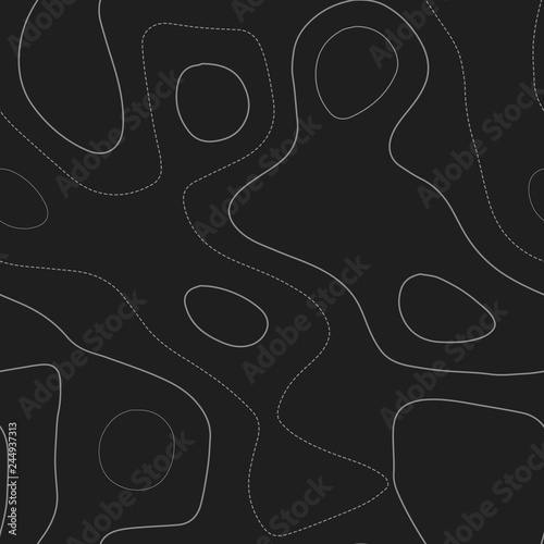 Topographic map lines. Admirable topography map. Dark seamless design, adorable tileable isolines pattern. Vector illustration.