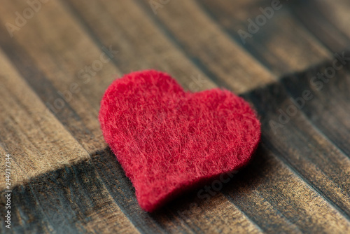 Red heart with wooden background  valentine s background