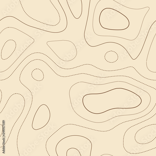Amazing topography. Admirable topographic map. Seamless design, classy tileable isolines pattern. Vector illustration.