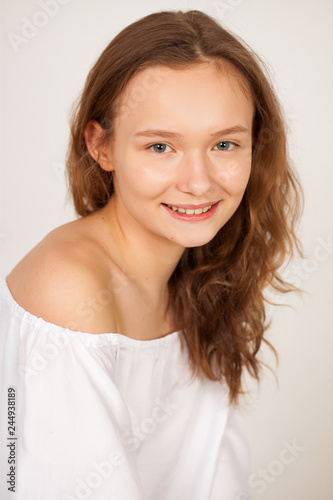 Portrait of a young teen girl without makeup