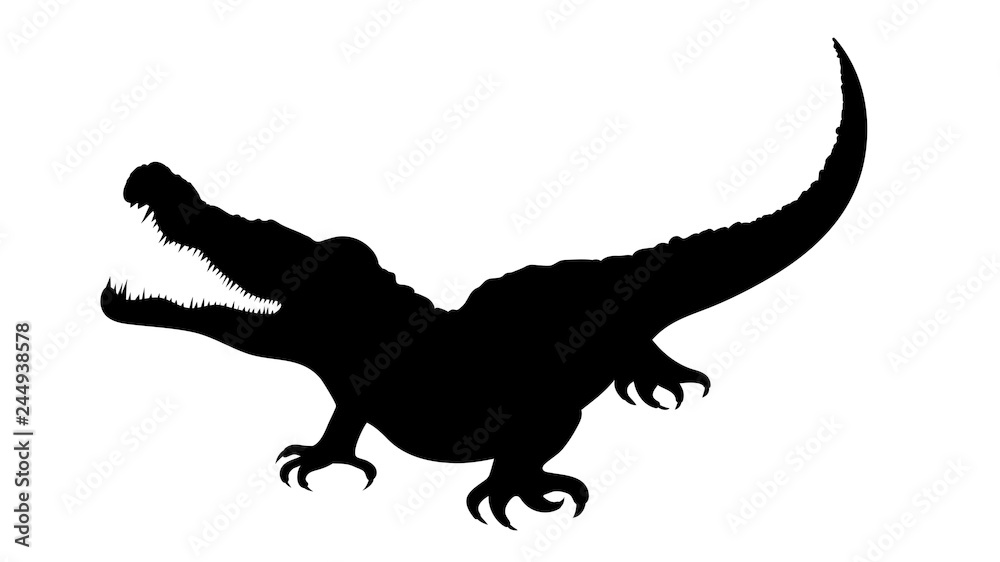 Naklejka premium Vector silhouette of crocodile on white background.