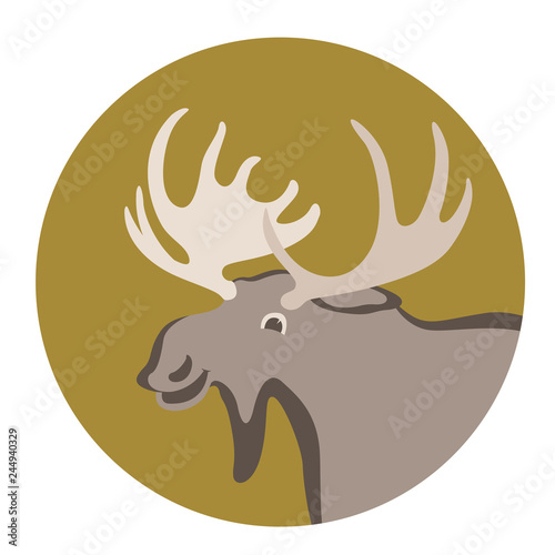 cartoon moose ,vector illustration ,flat style ,profile 