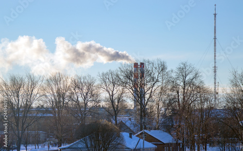 Fototapeta Naklejka Na Ścianę i Meble -  Smoke pipes of a city boiler room
