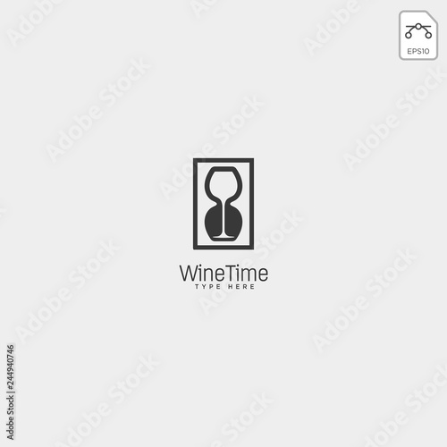 wine time to drink logo template vector illustration