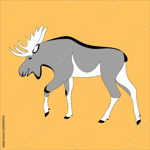 cartoon moose ,vector illustration , lining draw ,profile