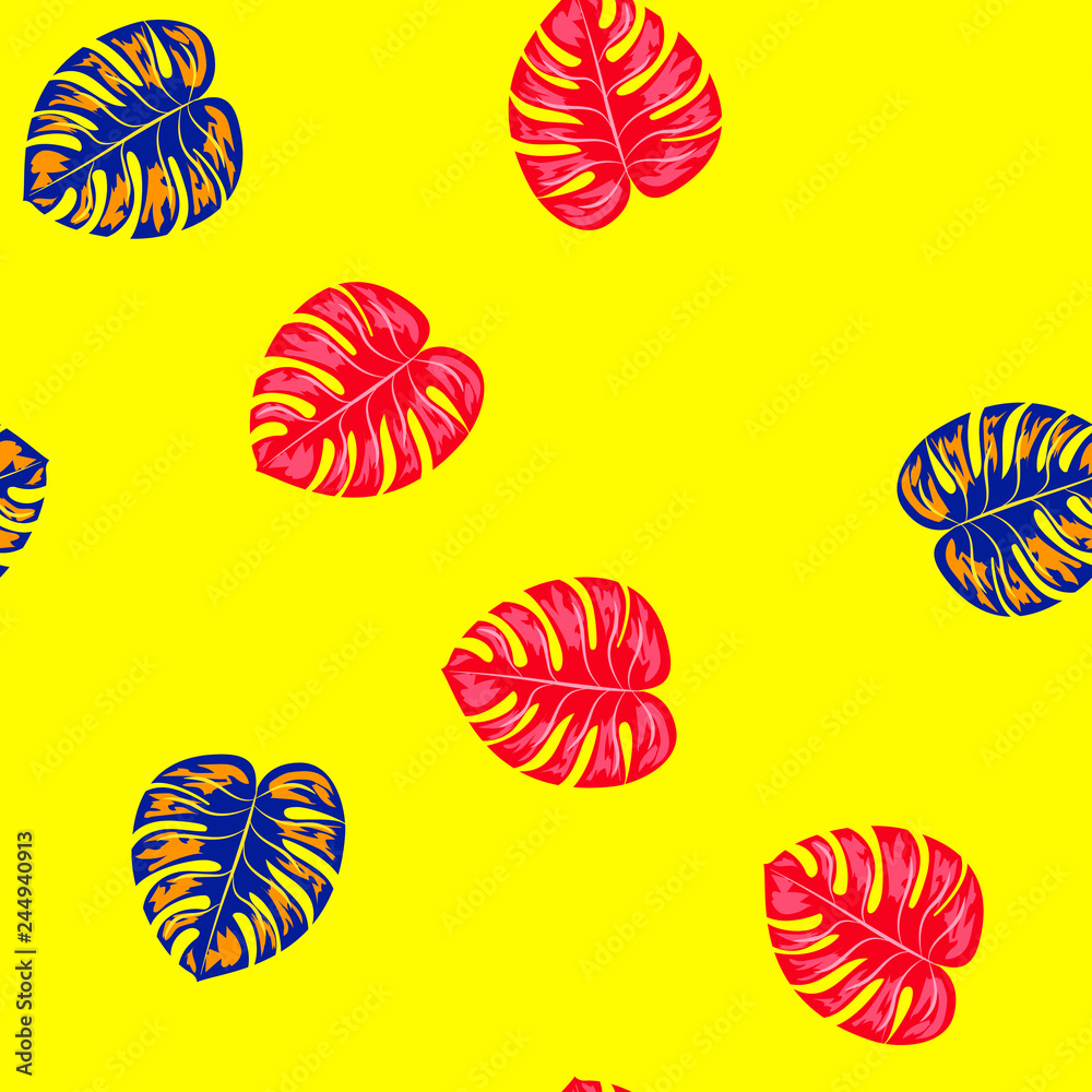 Monstera leaves. Tropical seamless pattern with leaves. Monstera leaves. Tropical seamless pattern with leaves.