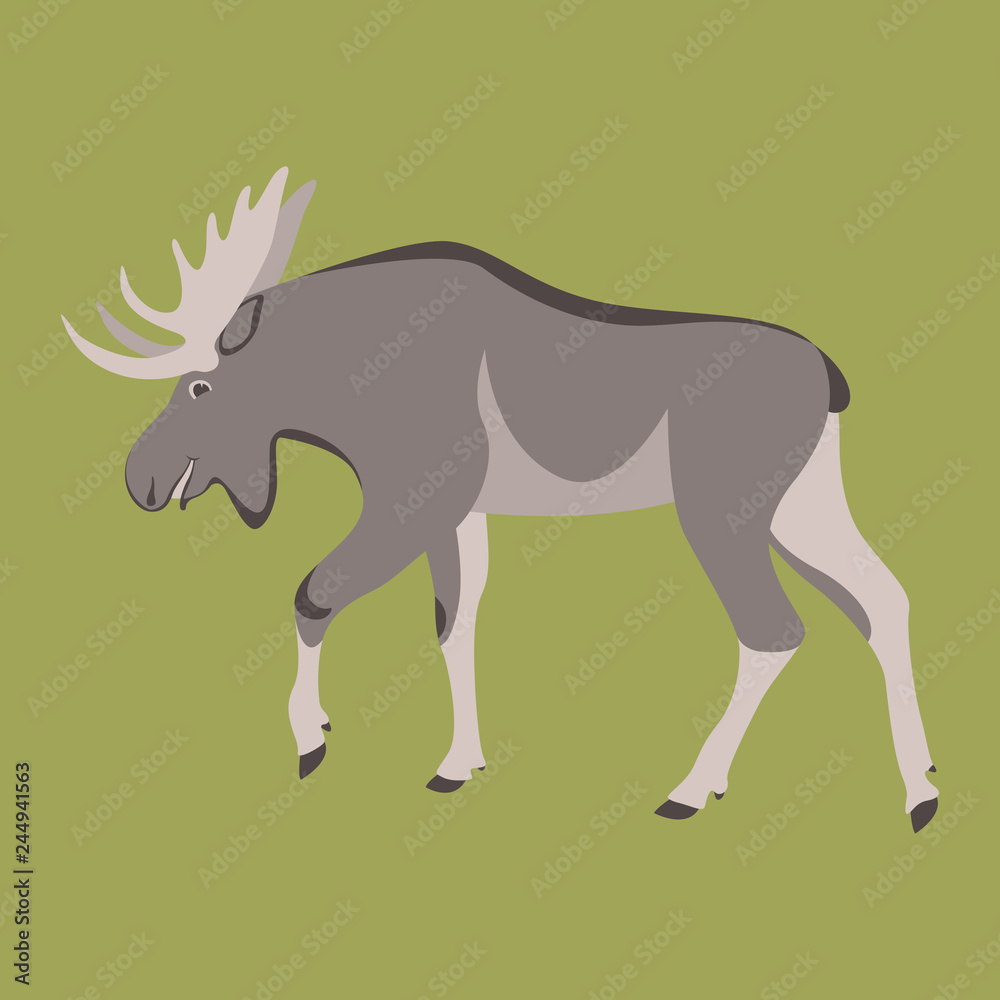 cartoon moose ,vector illustration ,flat style ,profile Stock Vector ...
