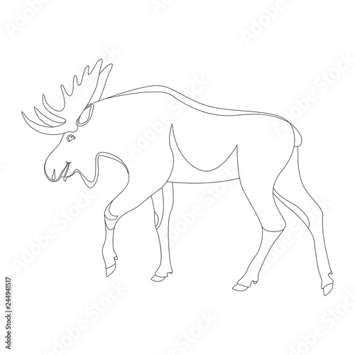 cartoon moose ,vector illustration , lining draw ,profile 
