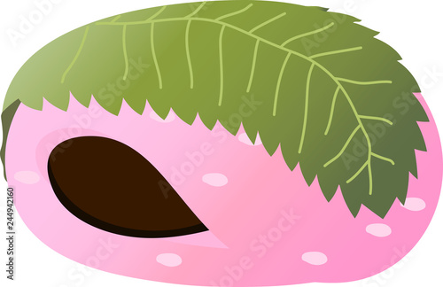 Gradation Bean paste rice cake wrapped in a cherry leaf