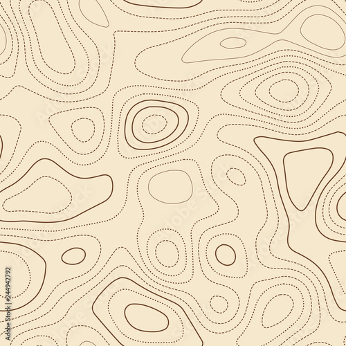 Abstract topography. Actual topographic map. Seamless design, splendid tileable isolines pattern. Vector illustration.