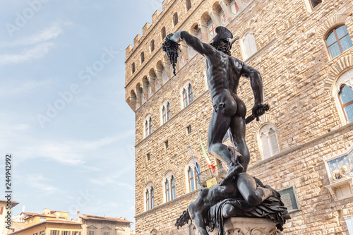 perseus and medusa ancient statue in Florence, Italy