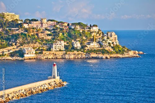 Cap de Nice peninsula and harbor entrance view