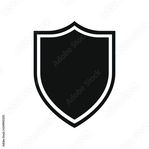 Shield icon. Protection symbol. Isolated sign black shield on white background. Vector illustration