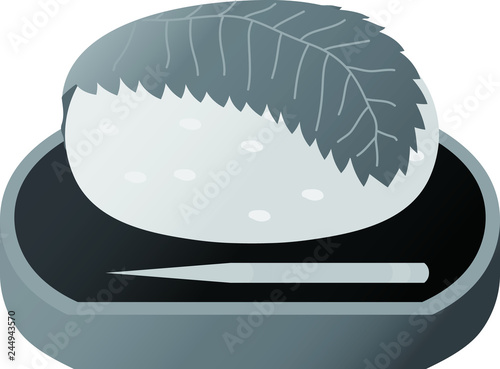Monochrome Gradation Bean paste rice cake wrapped in a cherry leaf